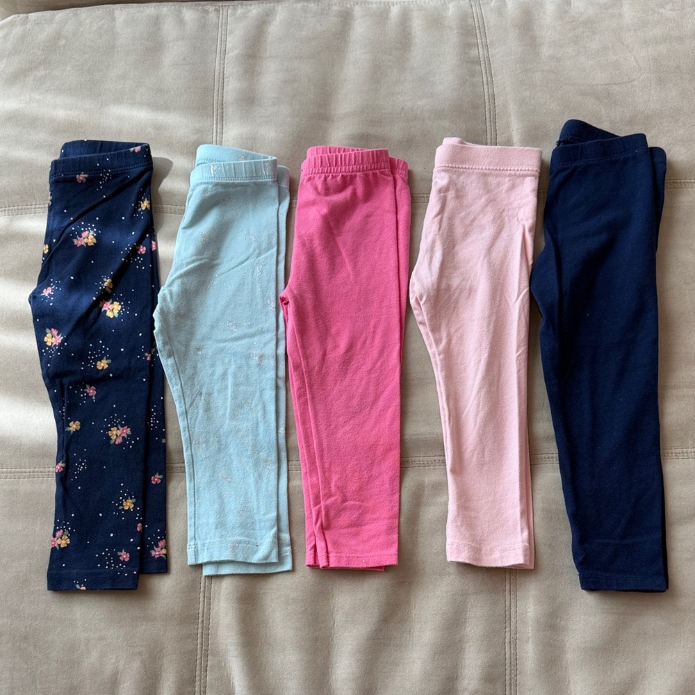 Old Navy Kids Cotton Stretch Leggings - Navy, Light Blue, Pink, Light Pink 2T